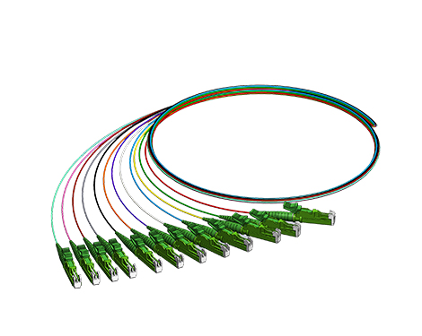 Pigtail-Set 12 x E2000APC, 9/125µm, 2.0m, H&S
