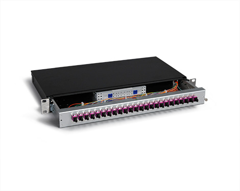 KEV 1HE Aluminium, 8 x LSH PC / E2000®PC FBW, 50/125µm OM4