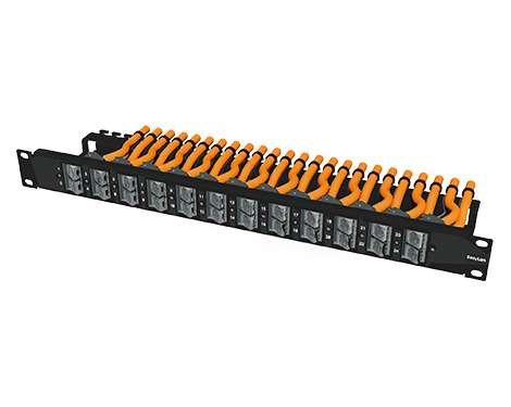 preLink® / fixLink® Winkelpanel 30° 1HE, 24 x Keystone rechts, schwarz