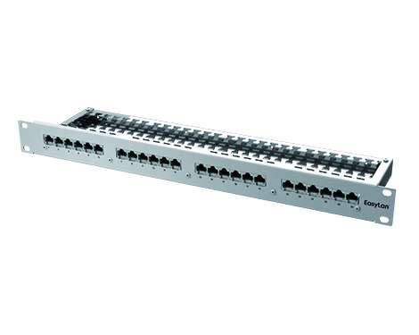 preLink® RZ-Panel, 19´ 1HE, 48 x RJ45, Kat.6A ISO/IEC, AWG 24-22, grau