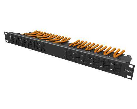 preLink® / fixLink® Winkelpanel 30° 1HE, 24 x Keystone 12 links/12 rechts, schwa
