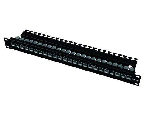 preLink® / fixLink® Panel, 19´´ 1HE, 24 x Keystone, grau, inkl. Beschr. Fenster