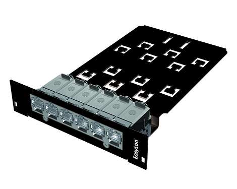 preLink® RZ-Einschubmodul 6 x RJ45, 3HE 7TE, Kat.6A ISO/IEC, AWG 27–26, schwarz