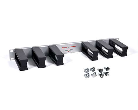 Patchkabelführung 1HE, 6 x Kabelbügel, Alu, 100mm