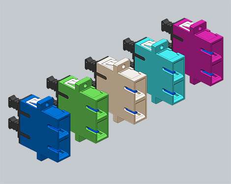 Kupplung SCPC, MM, duplex, magenta, mit Flansch + Gewinde