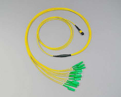 Fanout, MTP®/MPO APC female-8xE2000APC, 9/125µm, 7.5m