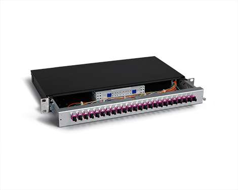 KEV 1HE Aluminium, 8 x LSH PC / E2000®PC FBW, 50/125µm OM4